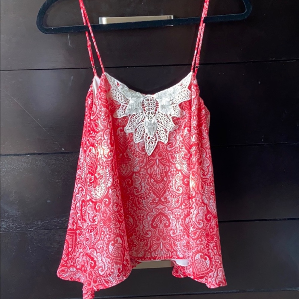 BLUE RAIN - Pink Boho Style Tank with Embr…